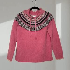 Tabitha Webb Fair Isle Wool Hoodie Sweater – Pink Multi (Women’s Medium)